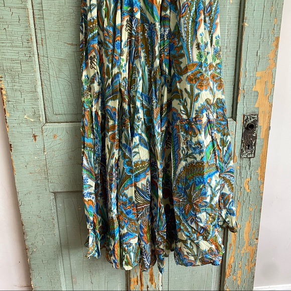 NWT House of Harlow Boho Floral Blue Ivory V-neck Maxi Dress - Picture 9 of 17